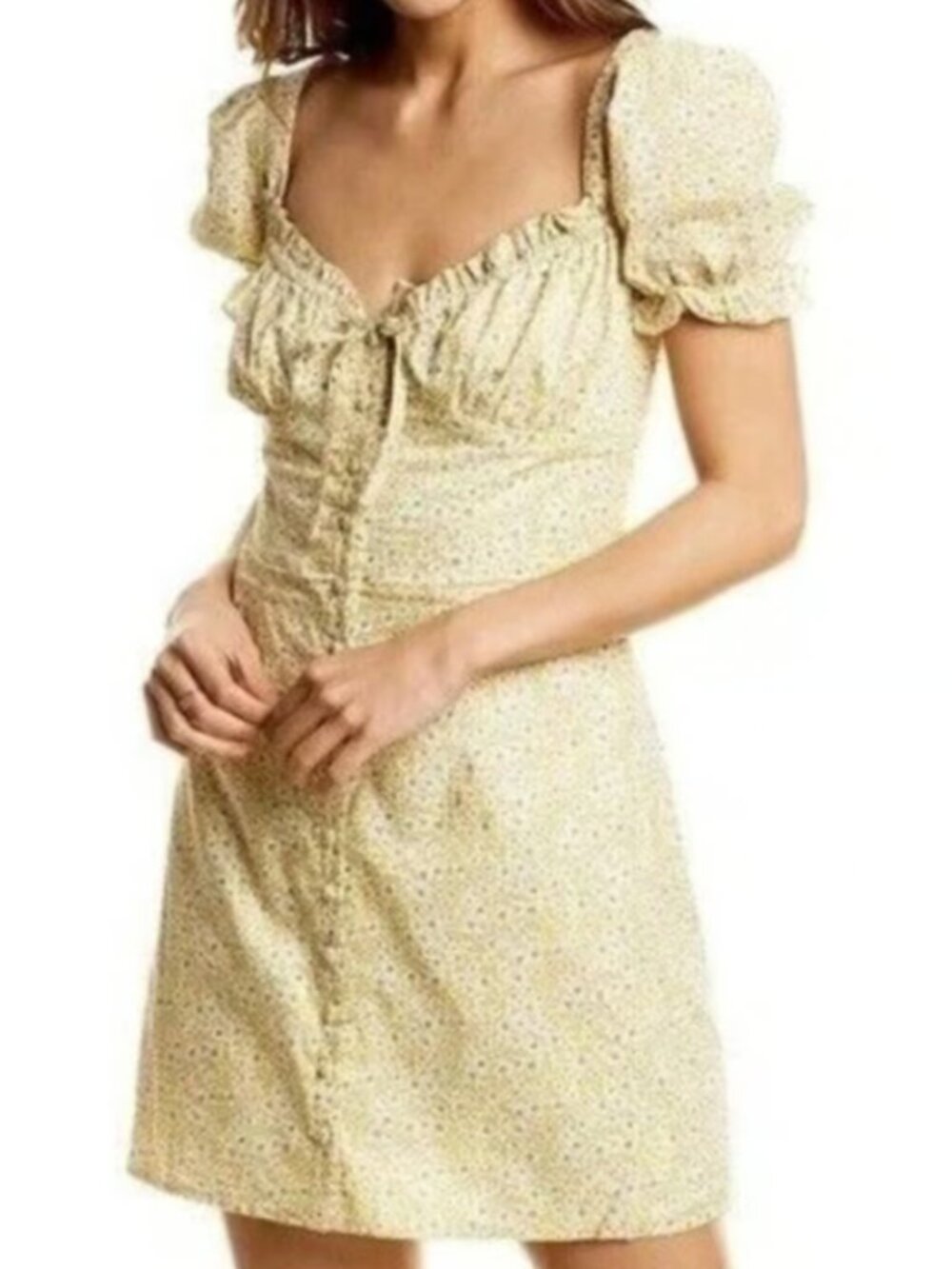 Cotton Bardot Floral Sweetheart Mini Dress